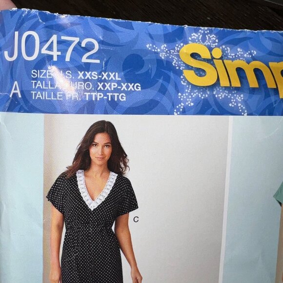 Uncut Simplicity Sewing Pattern #J0472 Nightgown 3 Lengths Pajamas Slippers XXS- - Picture 2 of 3